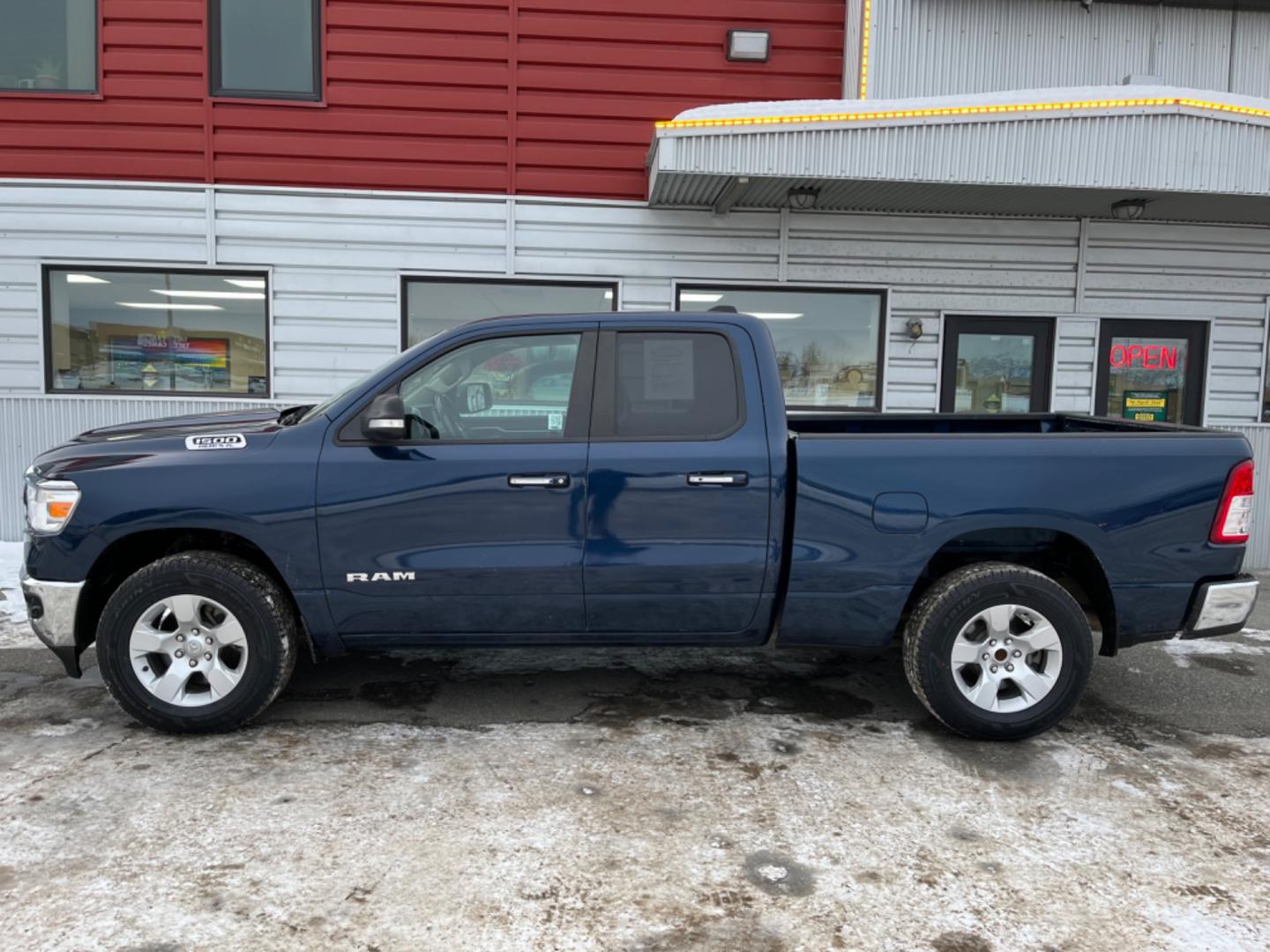 2020 Blue RAM 1500 Big Horn Quad Cab 4WD (1C6SRFBT3LN) with an 5.7L V8 engine, 8A transmission, located at 1960 Industrial Drive, Wasilla, 99654, (907) 274-2277, 61.573475, -149.400146 - Photo#2